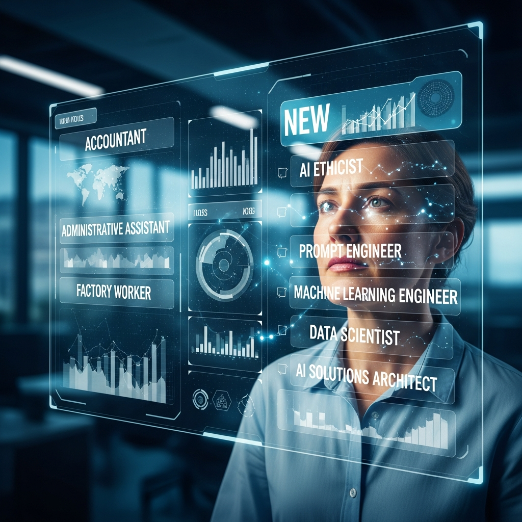 A person looking at a complex, rapidly changing job board, with some traditional